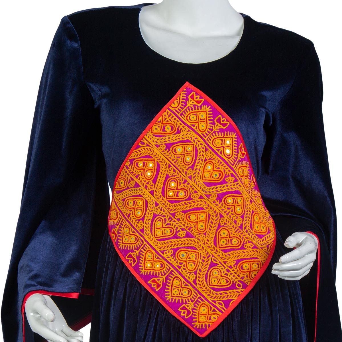 Navy Blue Tailed Gown | Plated Velvet Party Wear Dress 2