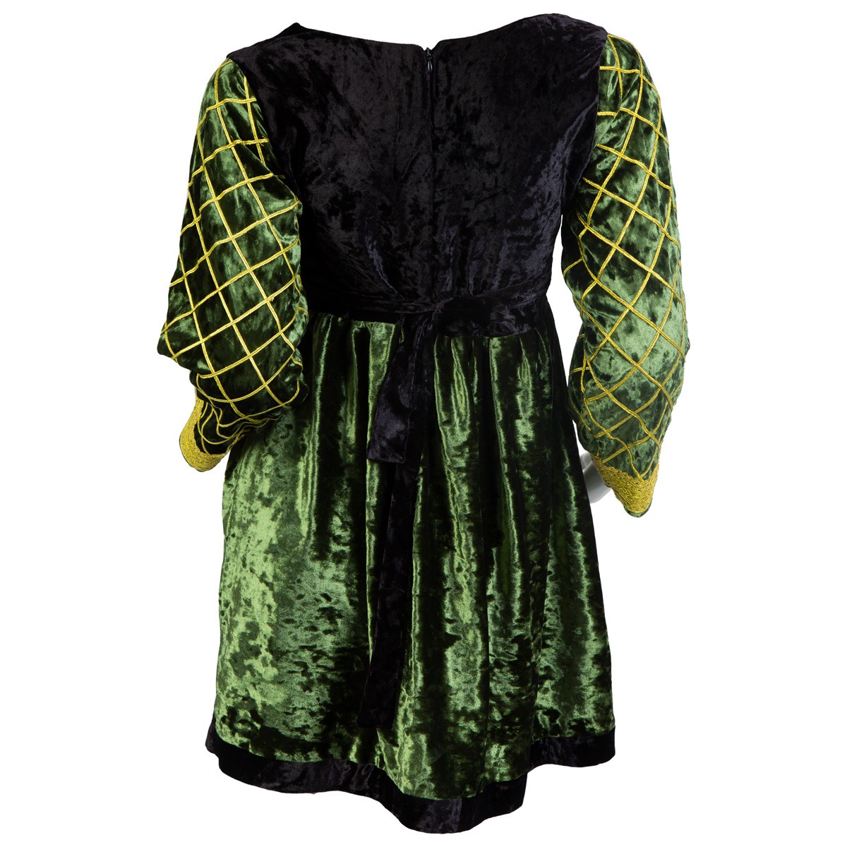 Kochi Design Wedding Frock | Green Velvet Dress With Golden Cherma Embroidery 4