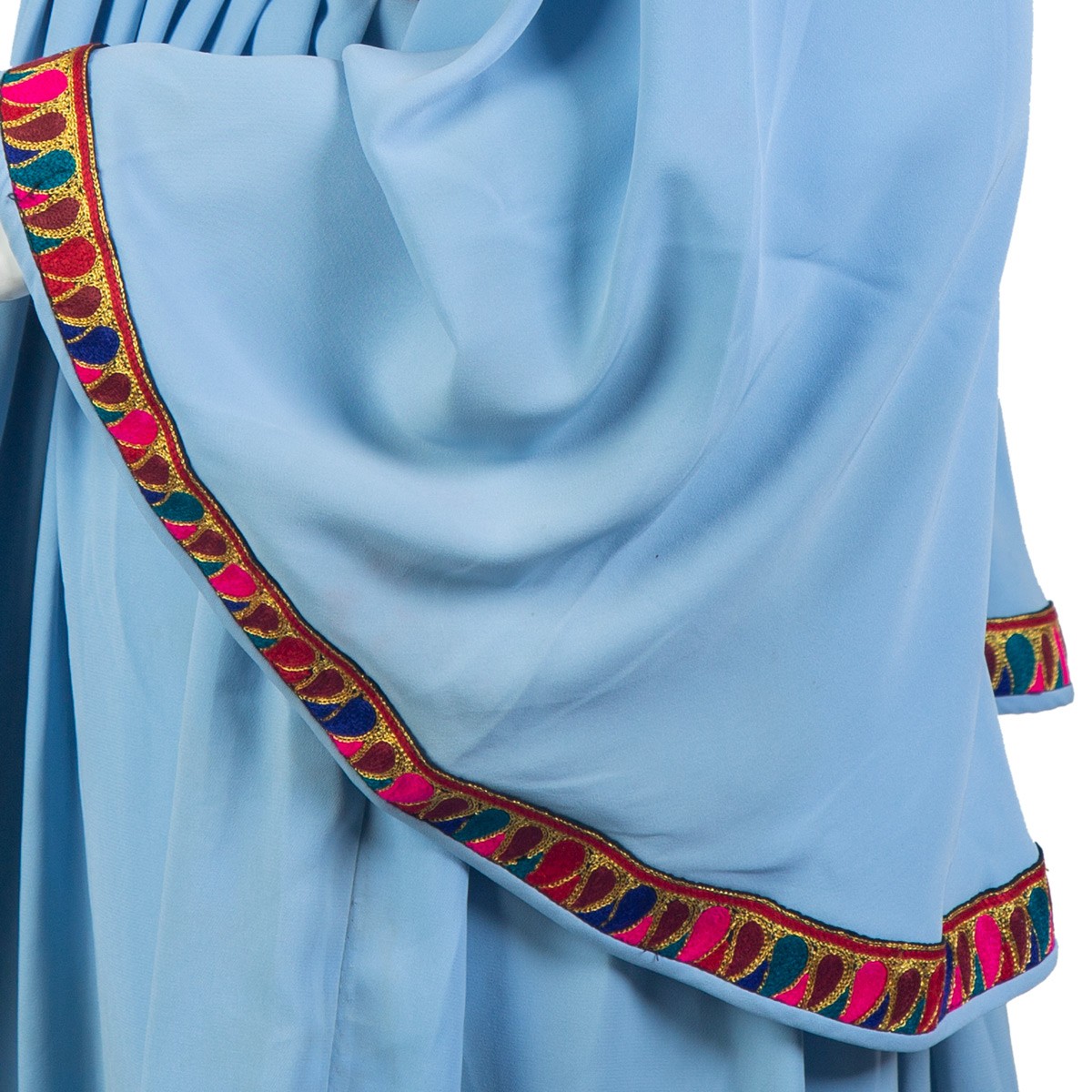 Handmade Women's Simple Afghan Dress | Sky Blue Short Fancy Dress 3