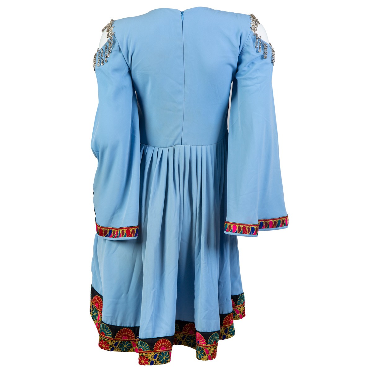 Handmade Women's Simple Afghan Dress | Sky Blue Short Fancy Dress 4