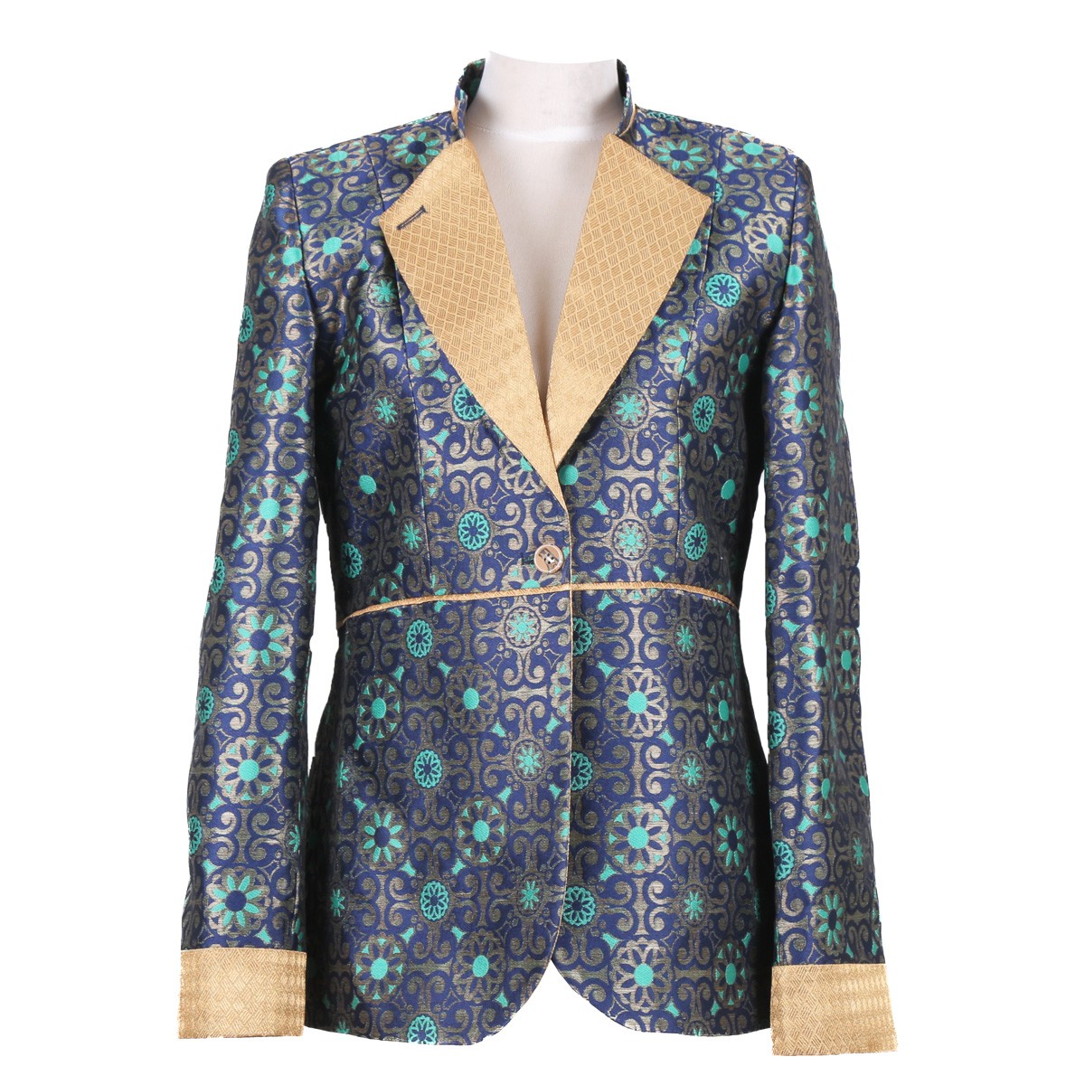 Banarasi Women Short Coat | Handmade Navy Blue Coat 1