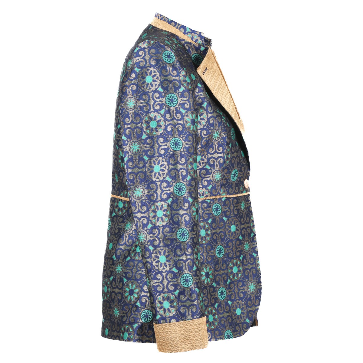 Banarasi Women Short Coat | Handmade Navy Blue Coat 2