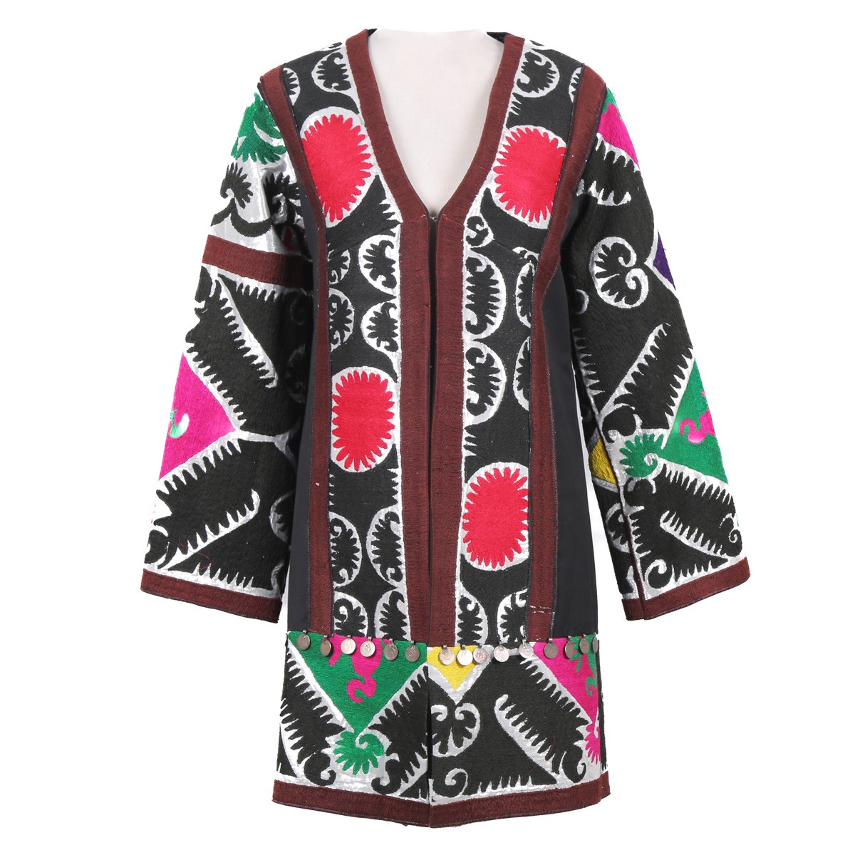 Women's Short Afghan Chapan | Black Hand-Stitched Coat 1