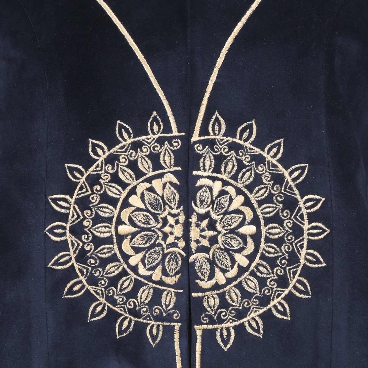 Dark Blue Short Women Coat| Lama Collared Embroidered Coat 2