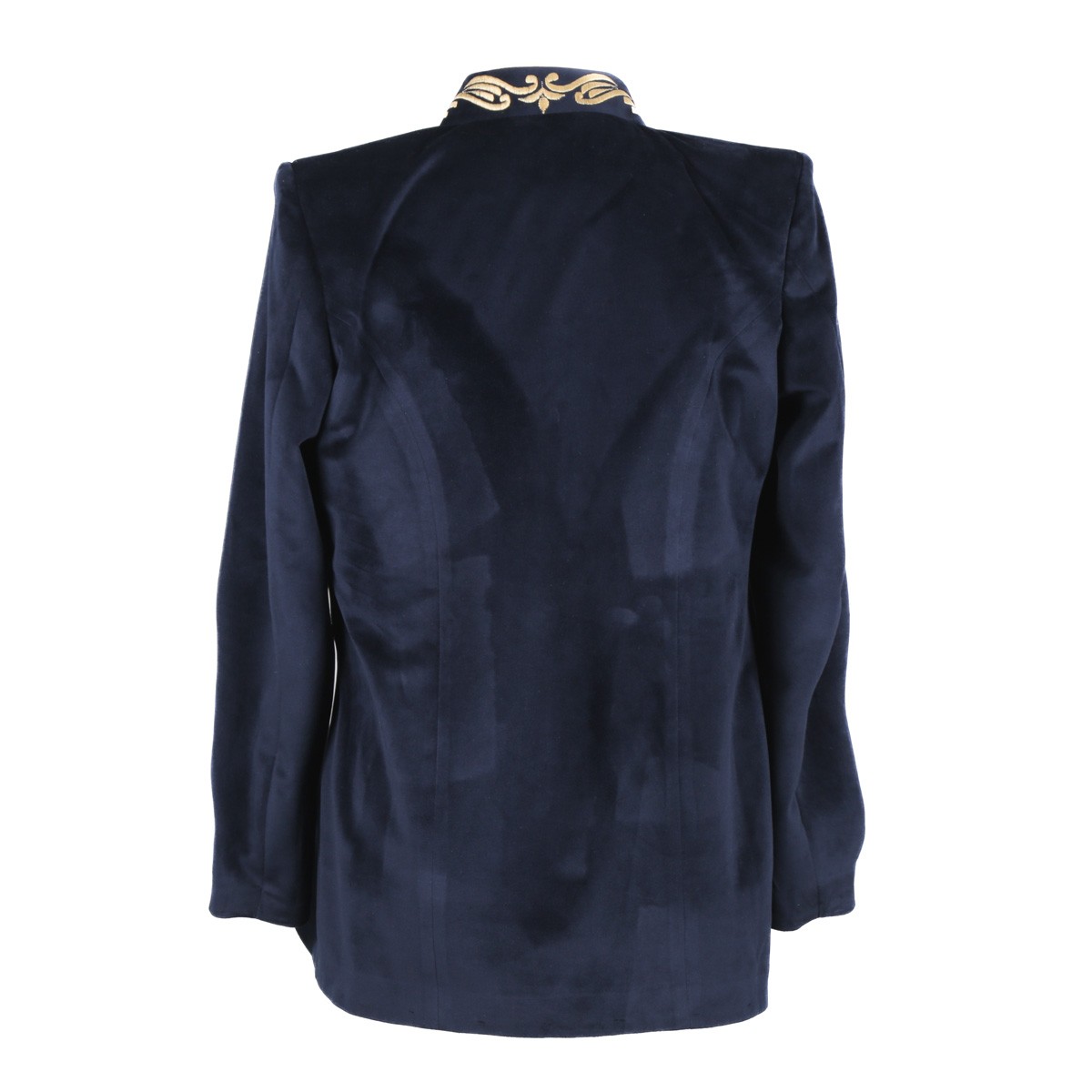 Dark Blue Short Women Coat| Lama Collared Embroidered Coat 3