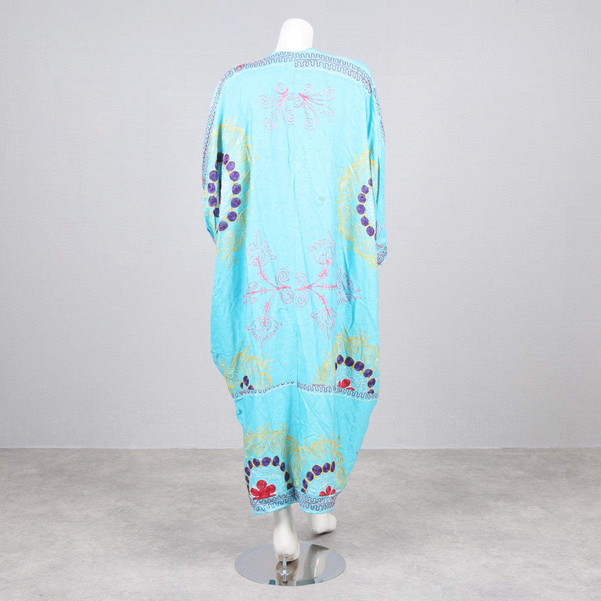 Sky Blue Hand-Stitched Cardigan| Floral Print Long Cardigan 3