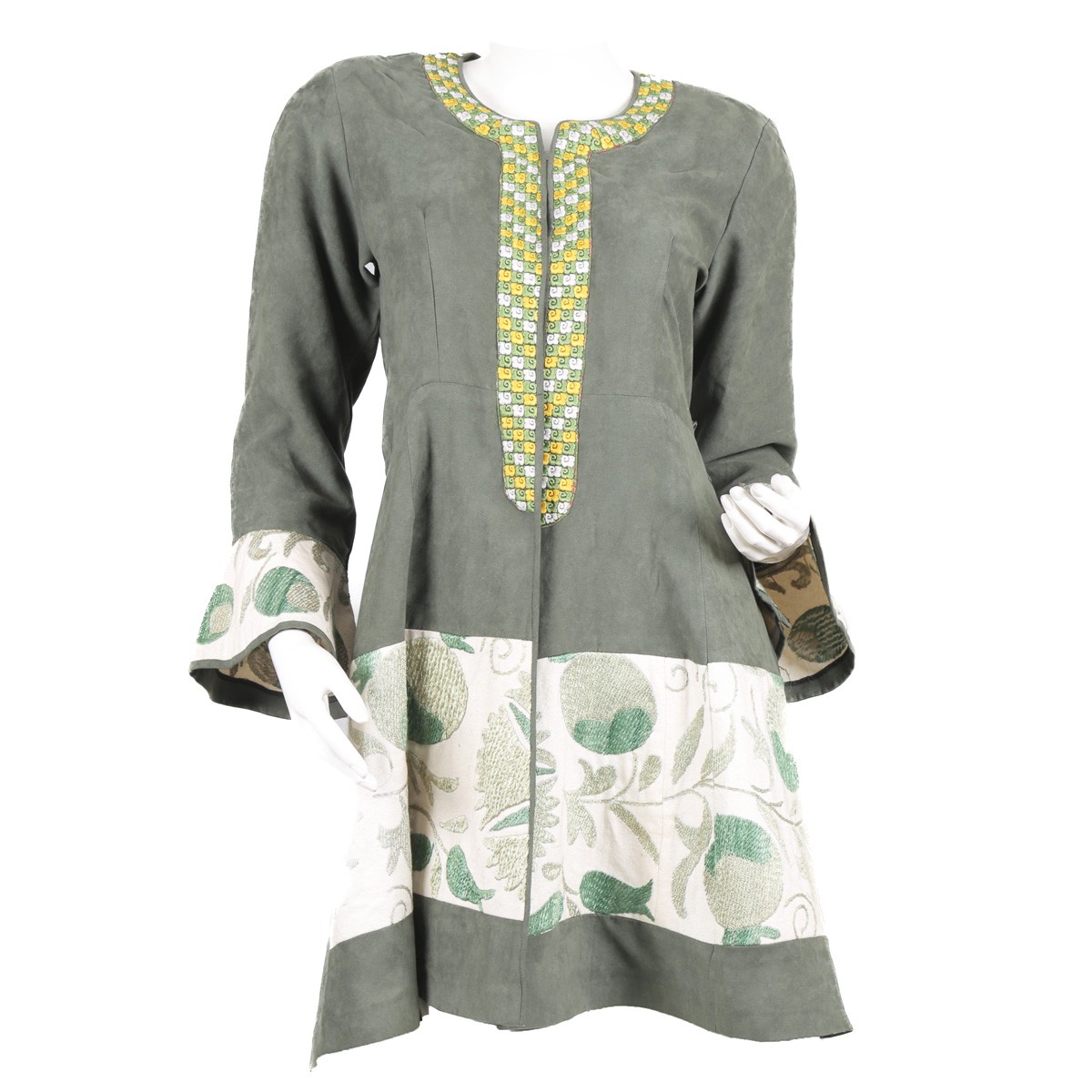 Printed Gray Casual Wear Dress | Zipped Knee Length Shirt Dress 1