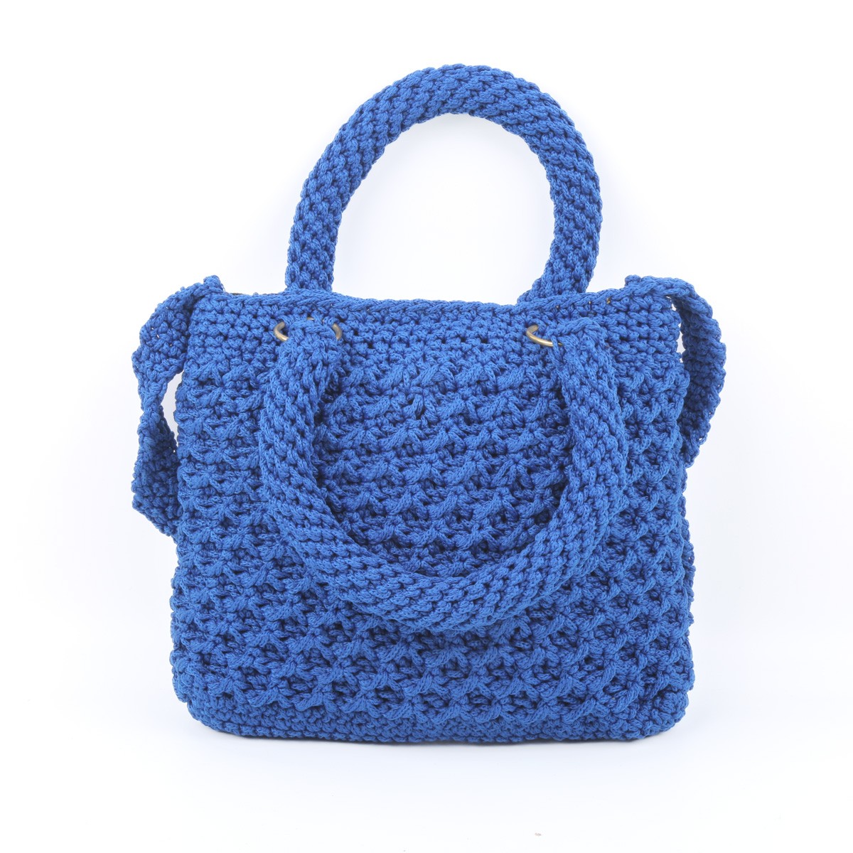Blue Zipped Birkin Quilted Bag | White Bead Embroidered Shoulder Bag 2