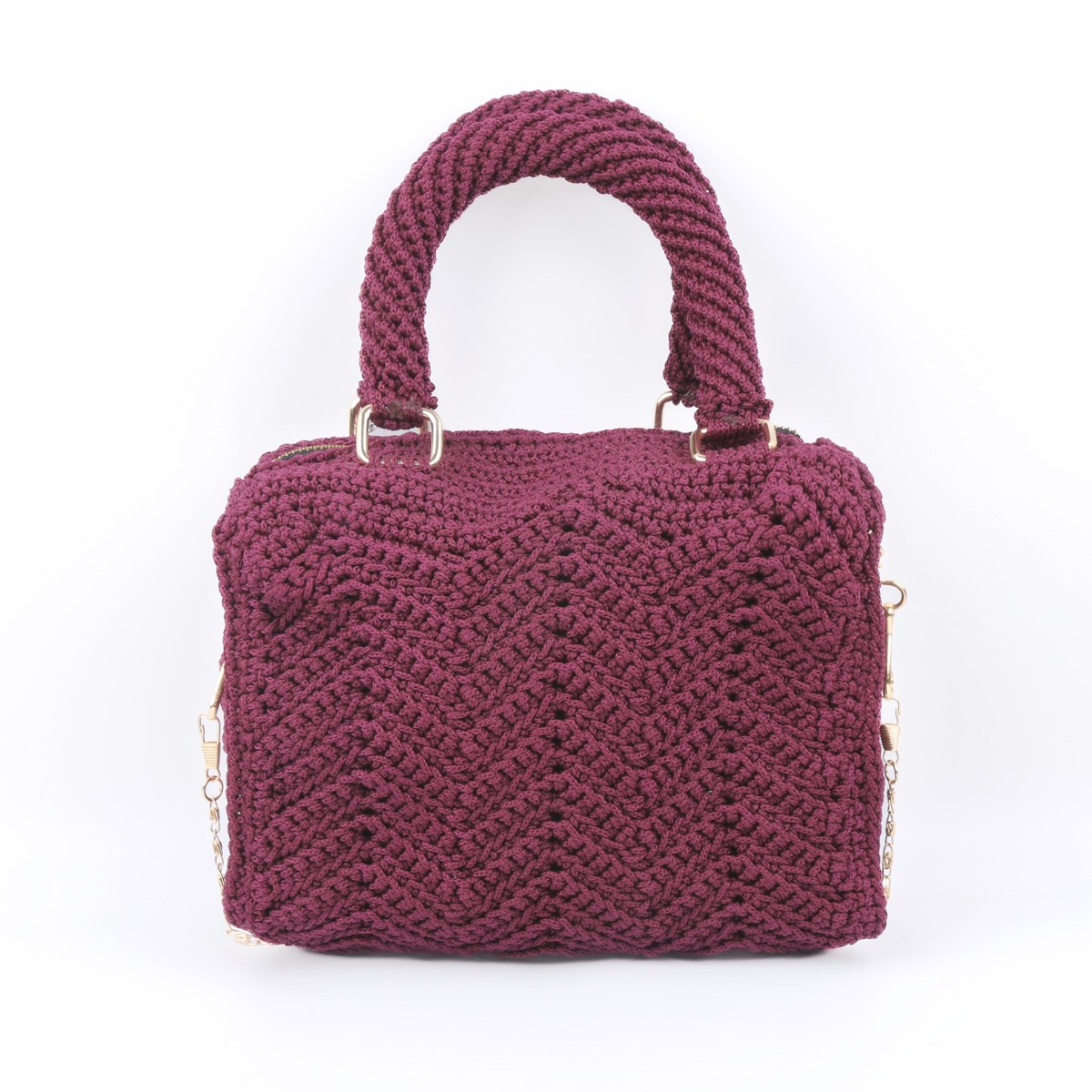 Violet Zipped Baguette Quilted Bag | Black Bead Embroidered Bag 2