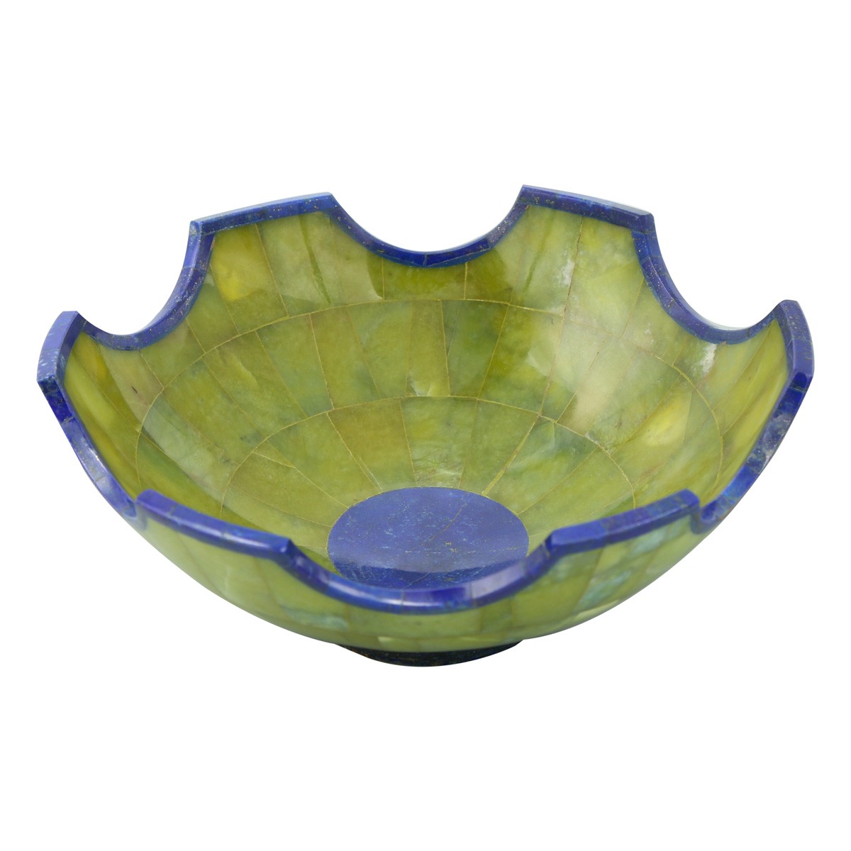 Lapis Bowl With Curly Edges | Green Marble Handmade Bowl 1