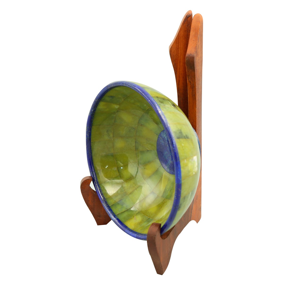 Green Handmade Bowl | Lapis Bowl With Wooden Stand 3
