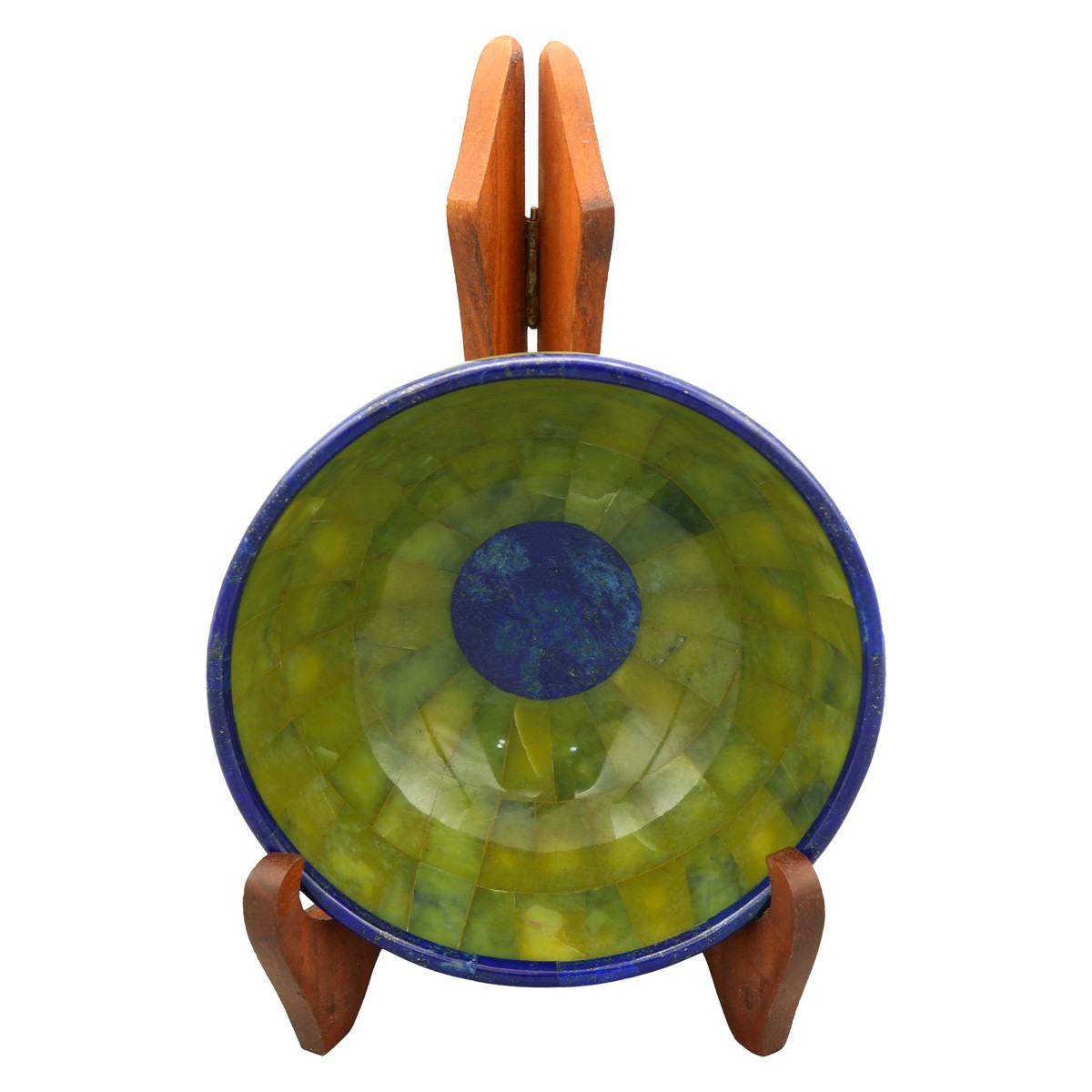 Green Handmade Bowl | Lapis Bowl With Wooden Stand 4