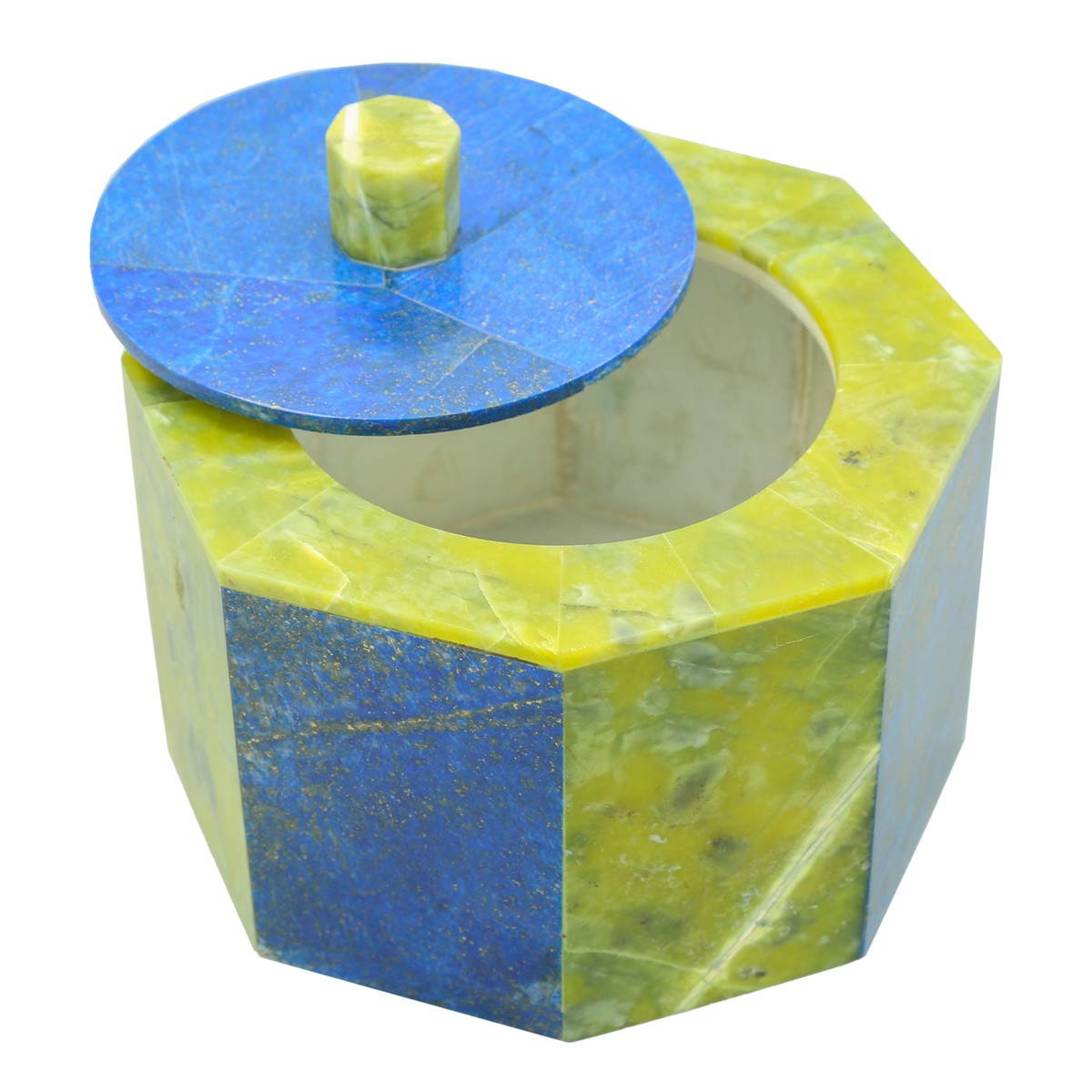 Lapis Handmade Sugar Bowl | Hexagonal Marble Sugar Jar With Lid 1