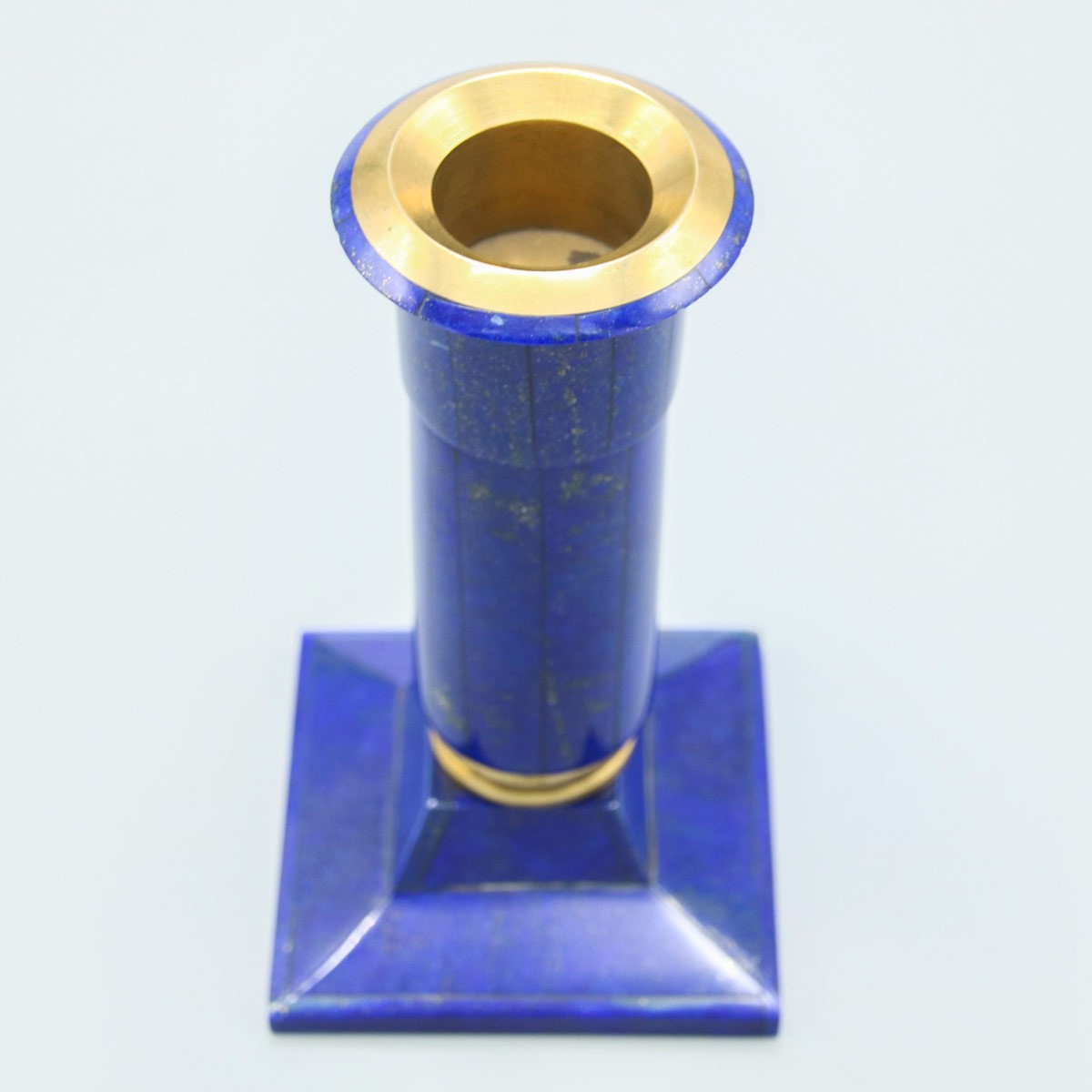 Handmade Lapis Candle Holder | Solo Candle Stand With Golden Edge 1