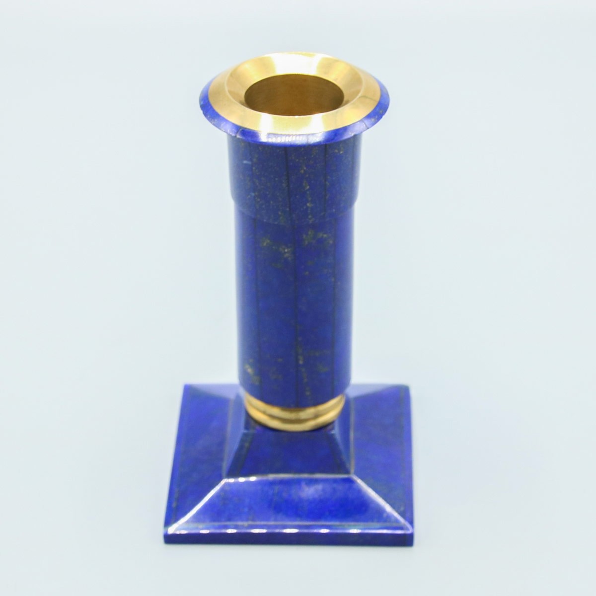 Handmade Lapis Candle Holder | Solo Candle Stand With Golden Edge 4