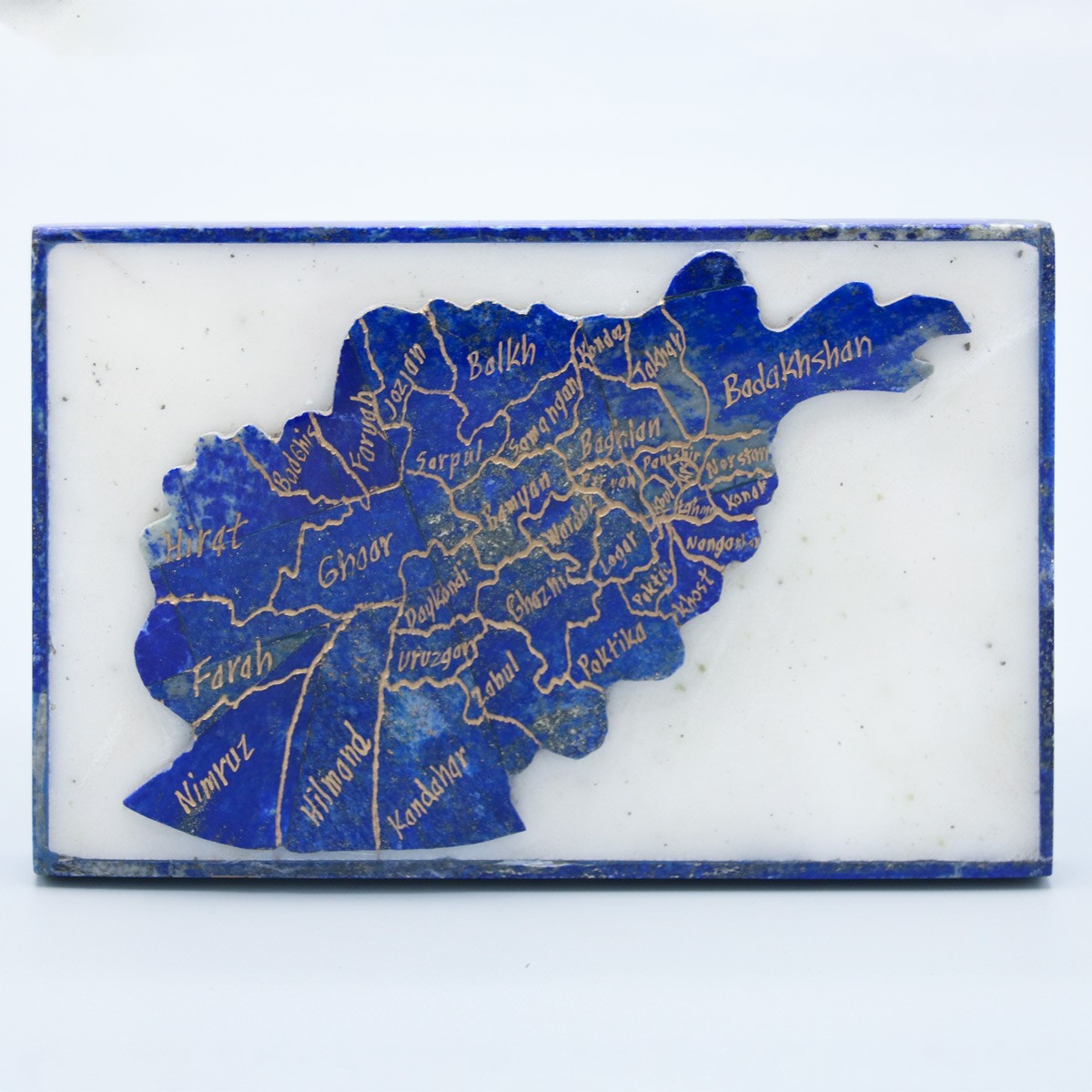 Afghanistan Map on Fine Lapis Stone | Wall Hanging 1