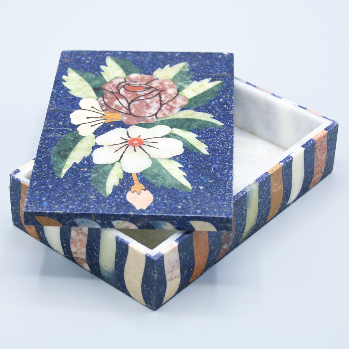 Fine Lapis Lazuli Jewelry Box | With Floral Paint, Afghanistan, giftbox 1