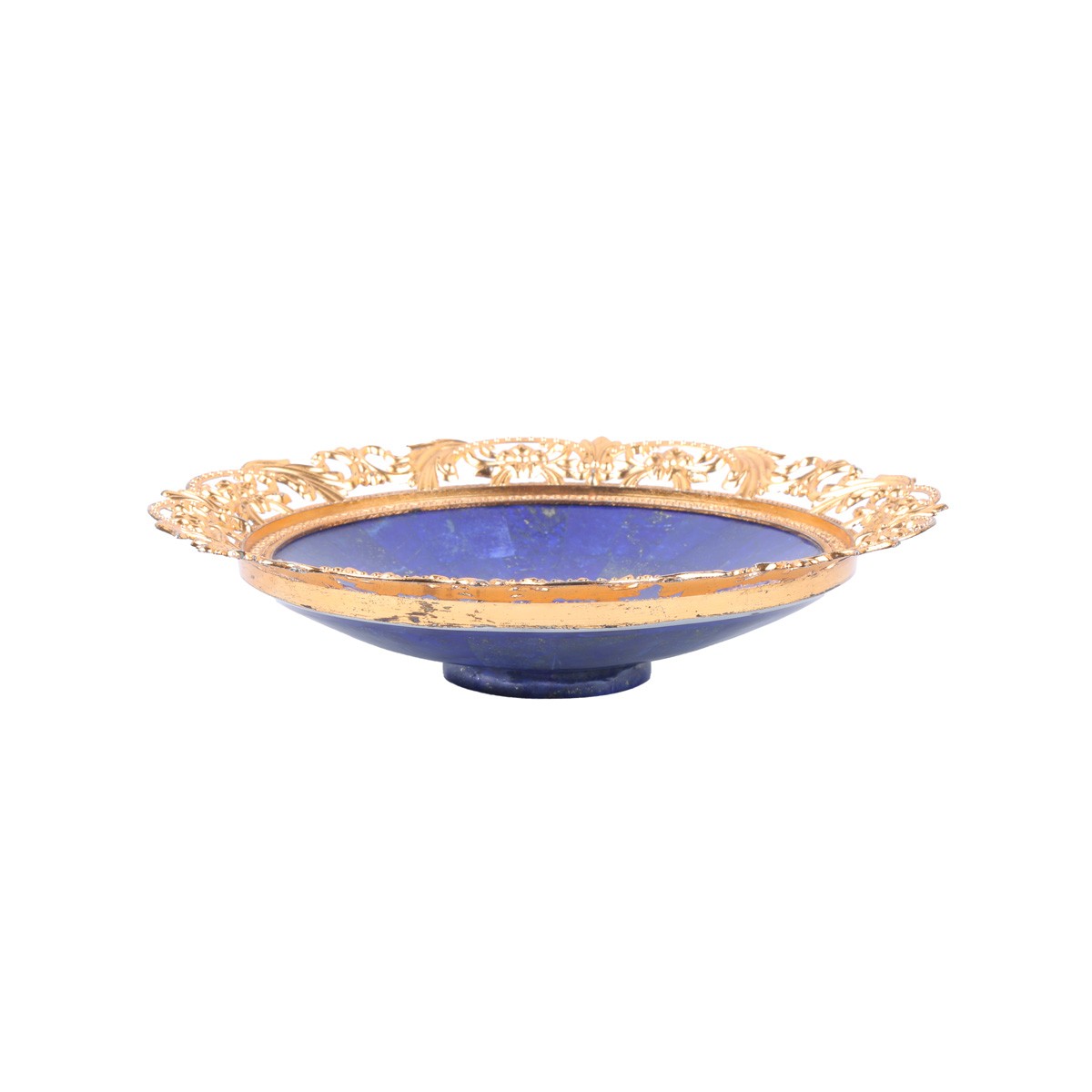Lapis Lazuli Floral Engraved Dry Fruit Dish | White Marble Stone Candy Plate 1