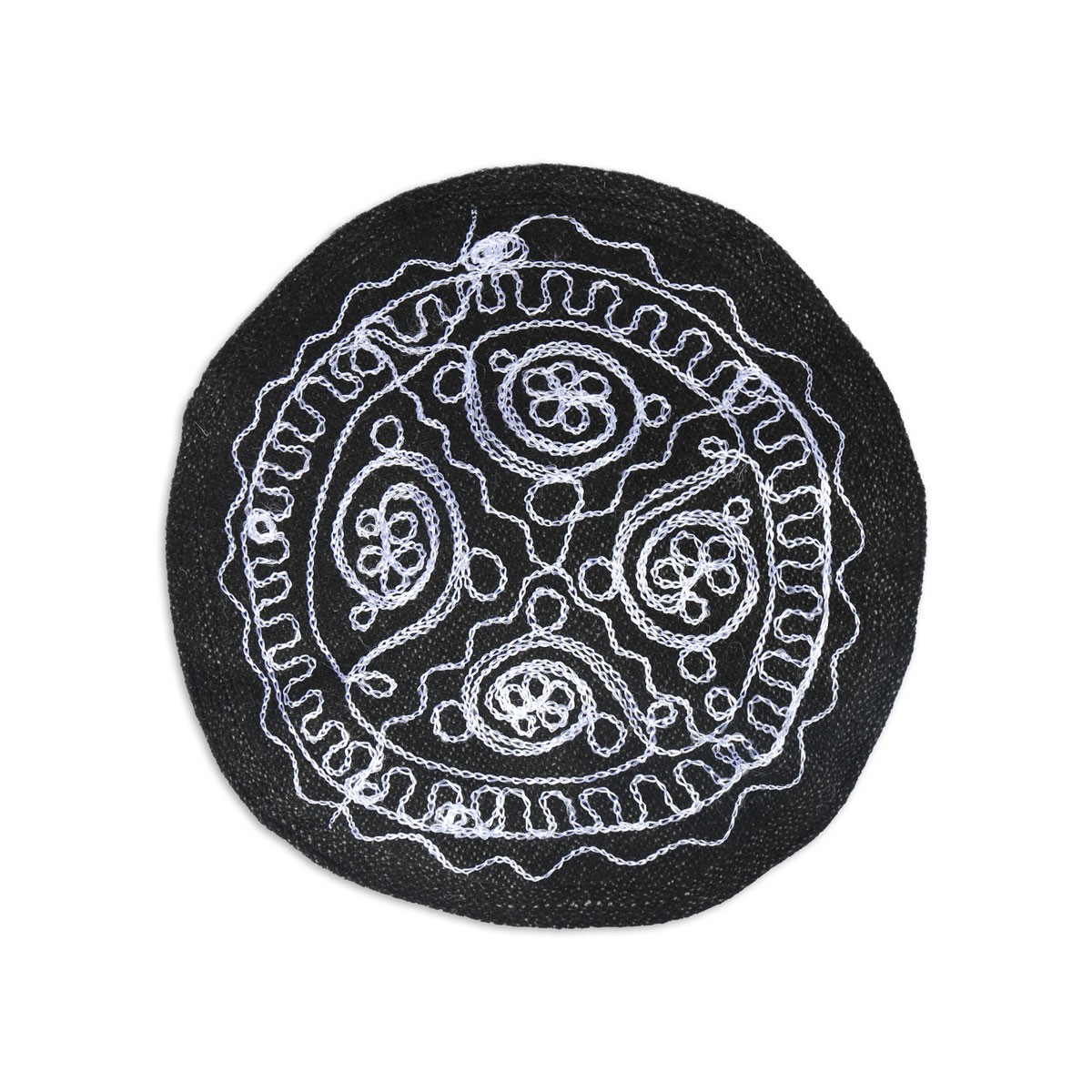 Black Nuristani Embroidered Pakol | Woolen Party Wear Beret Style Hat 2