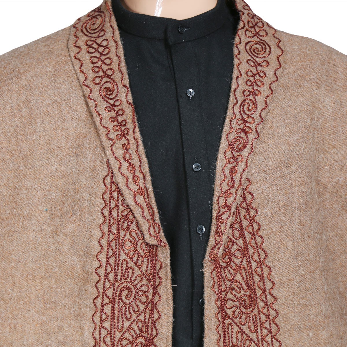 Brown Nuristani Embroidered Long Coat | Traditional Casual Wear Coat 2
