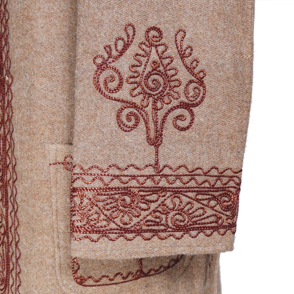 Brown Nuristani Embroidered Long Coat | Traditional Casual Wear Coat 3