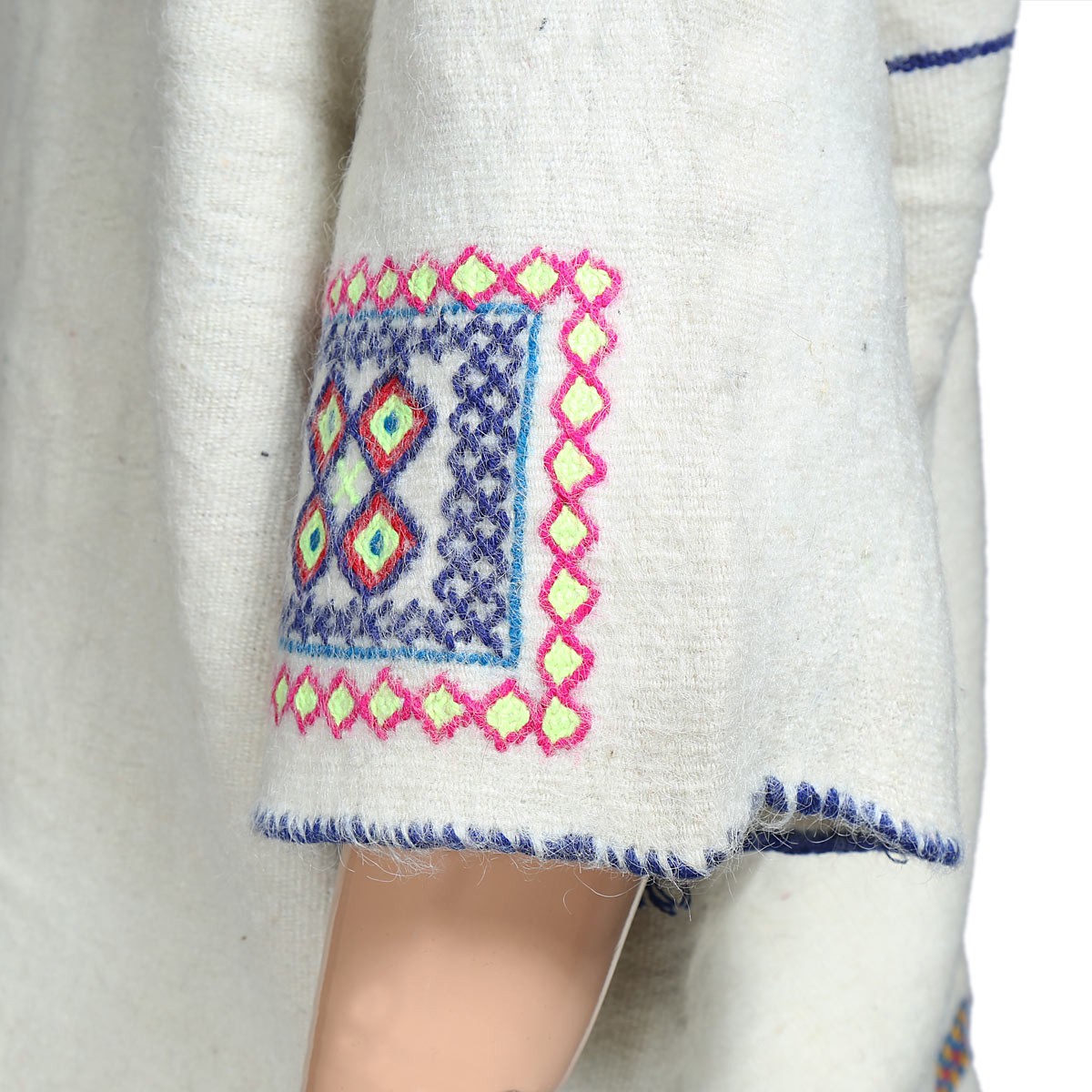 White Nuristani Embroidered Short Coat | Woolen Casual Wear Coat 3