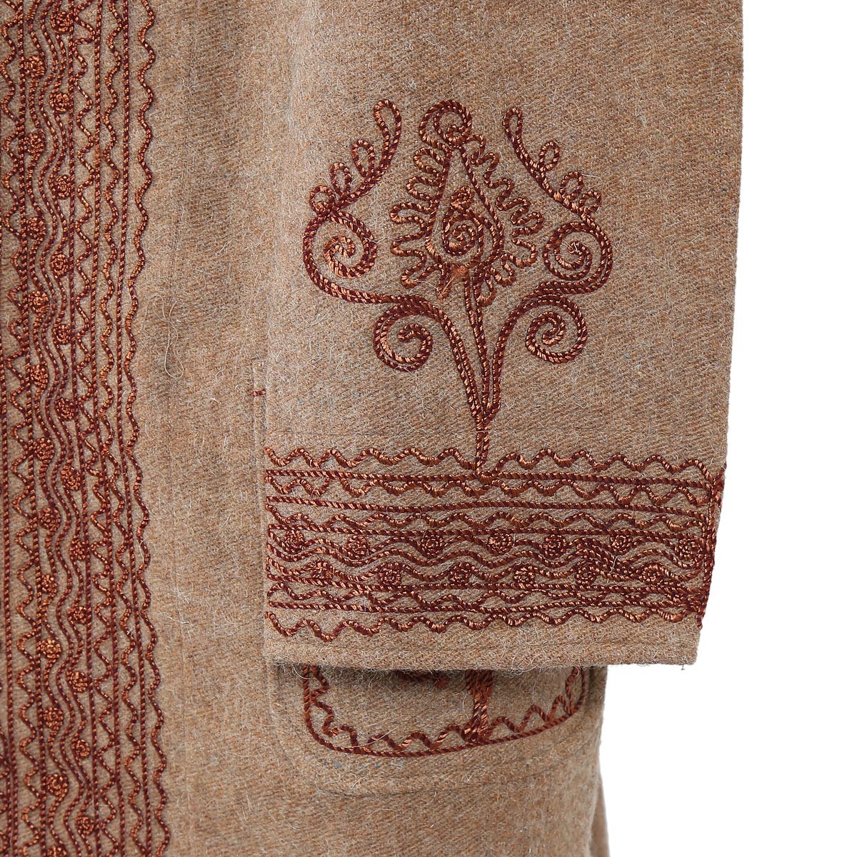 Brown Nuristani Handwoven Long Chapan | Woolen Winter Wear Chapan 4