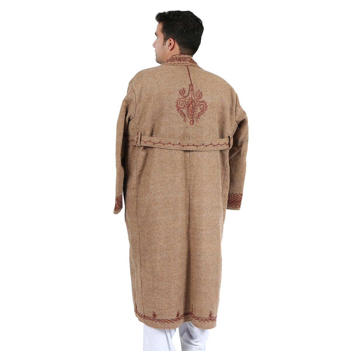 Brown Nuristani Handwoven Long Chapan | Woolen Winter Wear Chapan 5