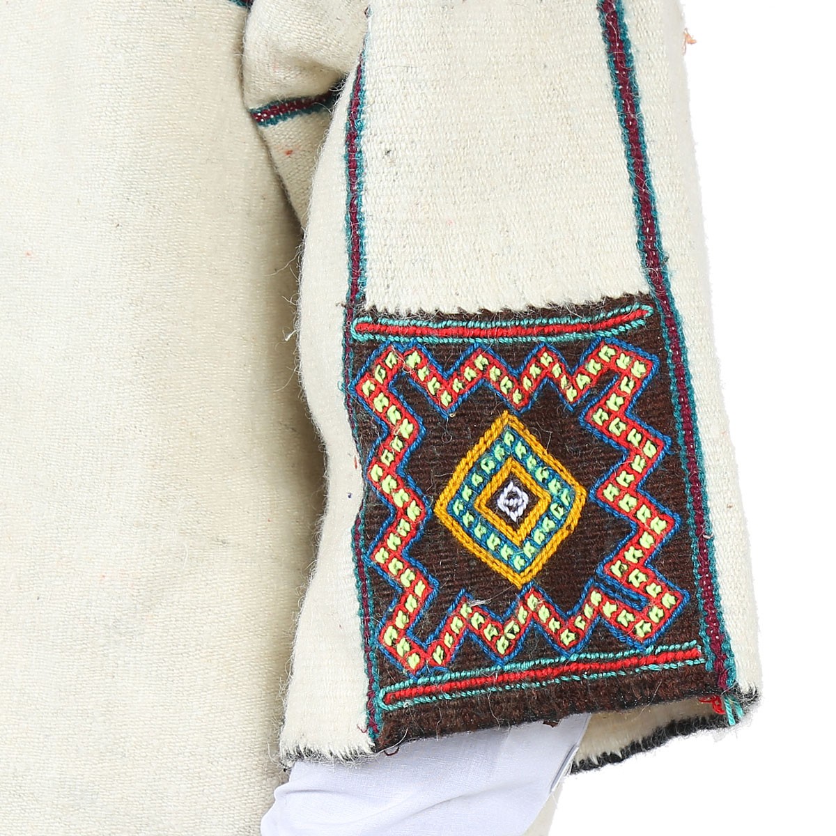 Cream Nuristani Handwoven Short Chapan | Woolen Winter Wear Chapan 3