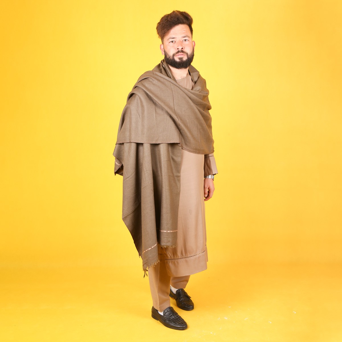 Brown Handmade Men's Pato | Woolen Winter Wear Men's Shawl 4