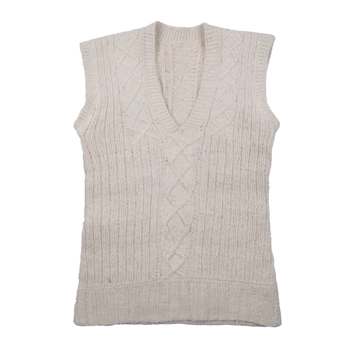 Cream Men's Hand-knitted Jacket | Woolen Sleeveless Winter Wear Sweater 1