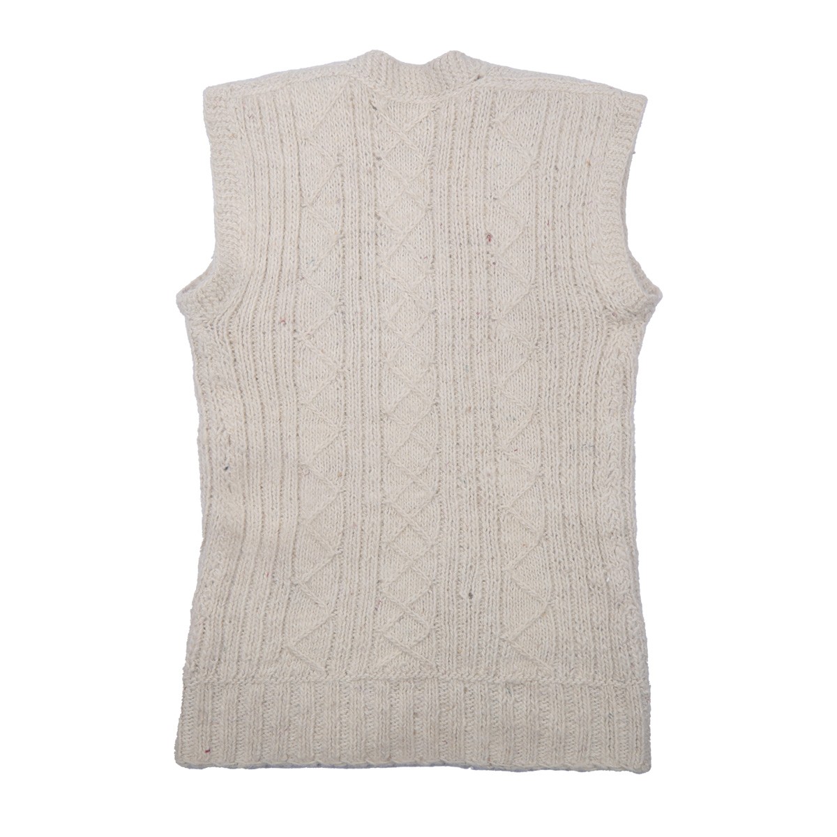 Cream Men's Hand-knitted Jacket | Woolen Sleeveless Winter Wear Sweater 2