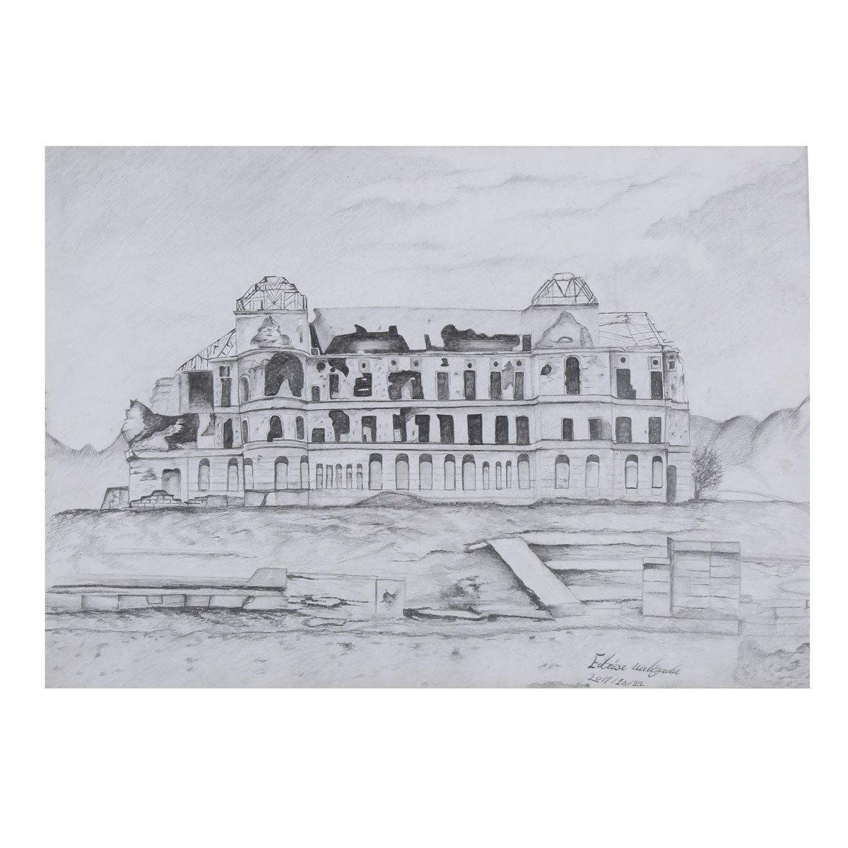 Darul Aman Palace Pencil Artwork | Darul Aman Sketch Work 1