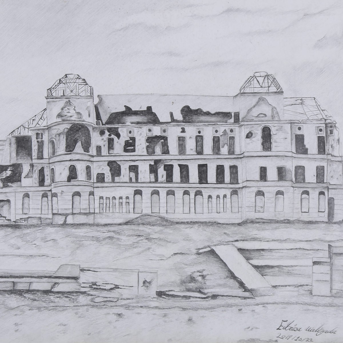 Darul Aman Palace Pencil Artwork | Darul Aman Sketch Work 2