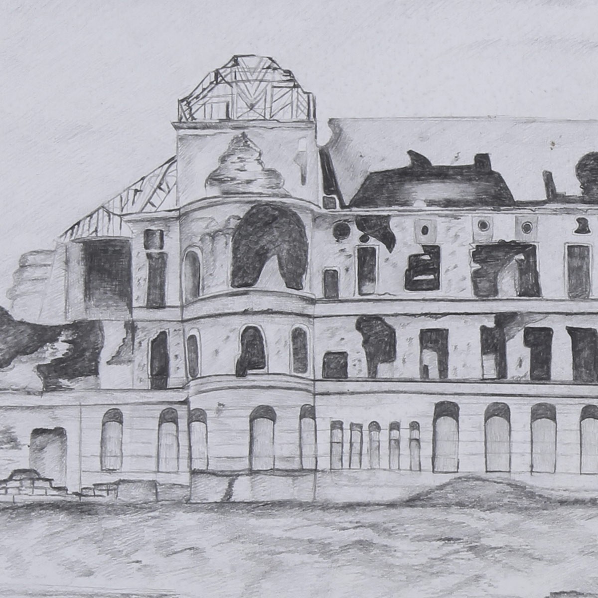 Darul Aman Palace Pencil Artwork | Darul Aman Sketch Work 3