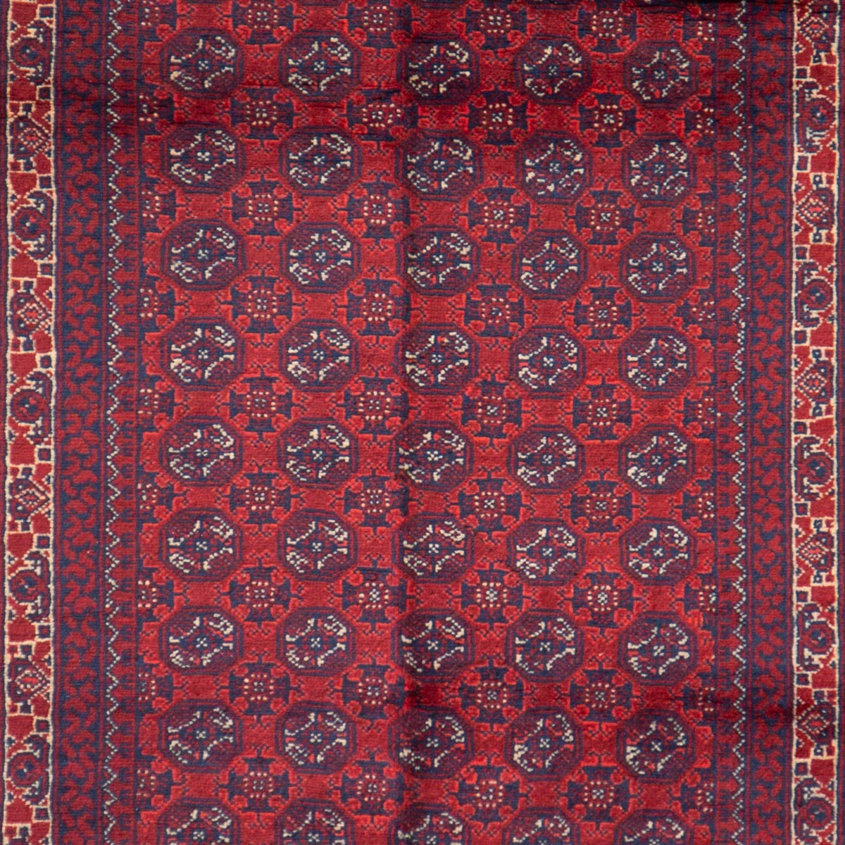 Afghan Mauri Design Pure Maranos Wool Hand-Knotted Red Area Rug | 4' 8" X 3' 2" 2