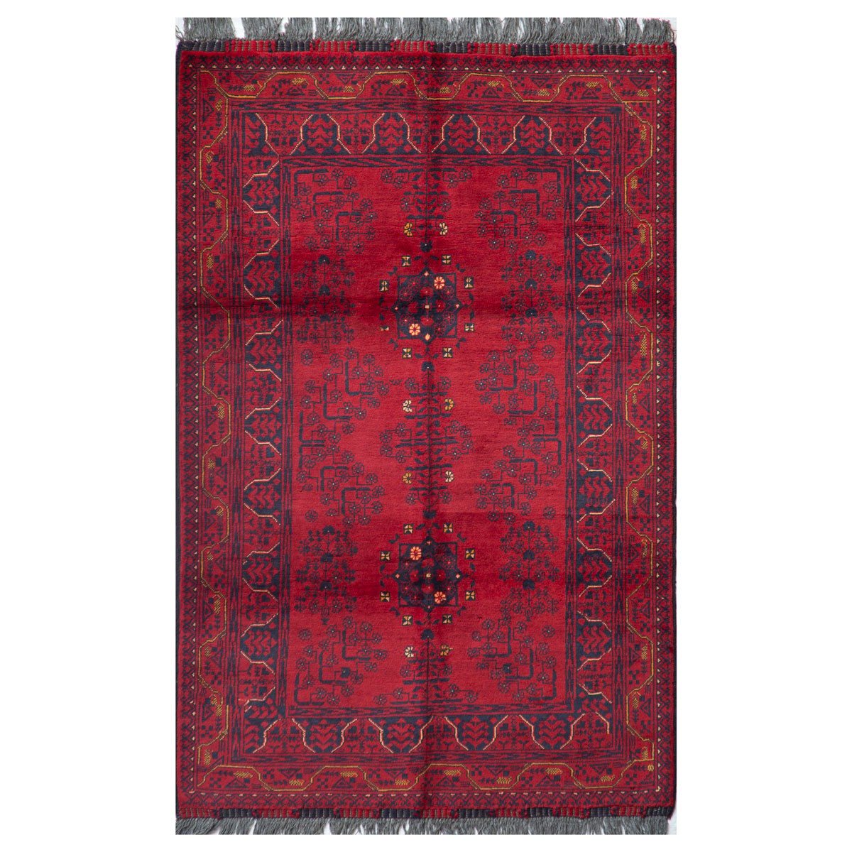 Antique Qundozi Firebrick Handwoven Red Area Rug | 4' 7" X 3' 1" 1