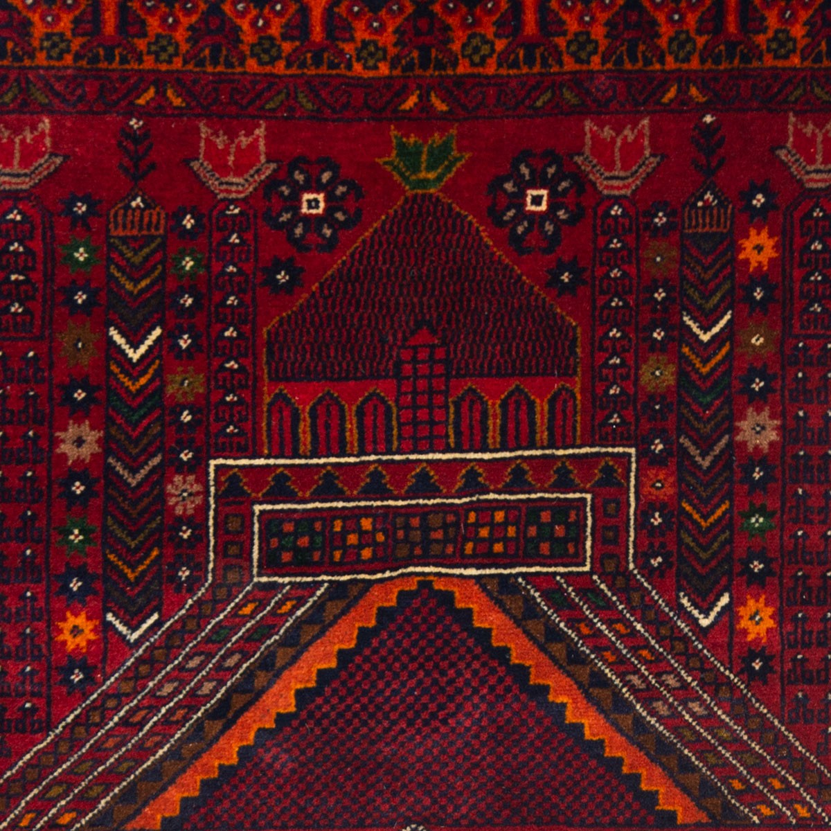 Hand-Knotted Red Afghan Prayer Mat | 2' 7" X 3' 9" 2