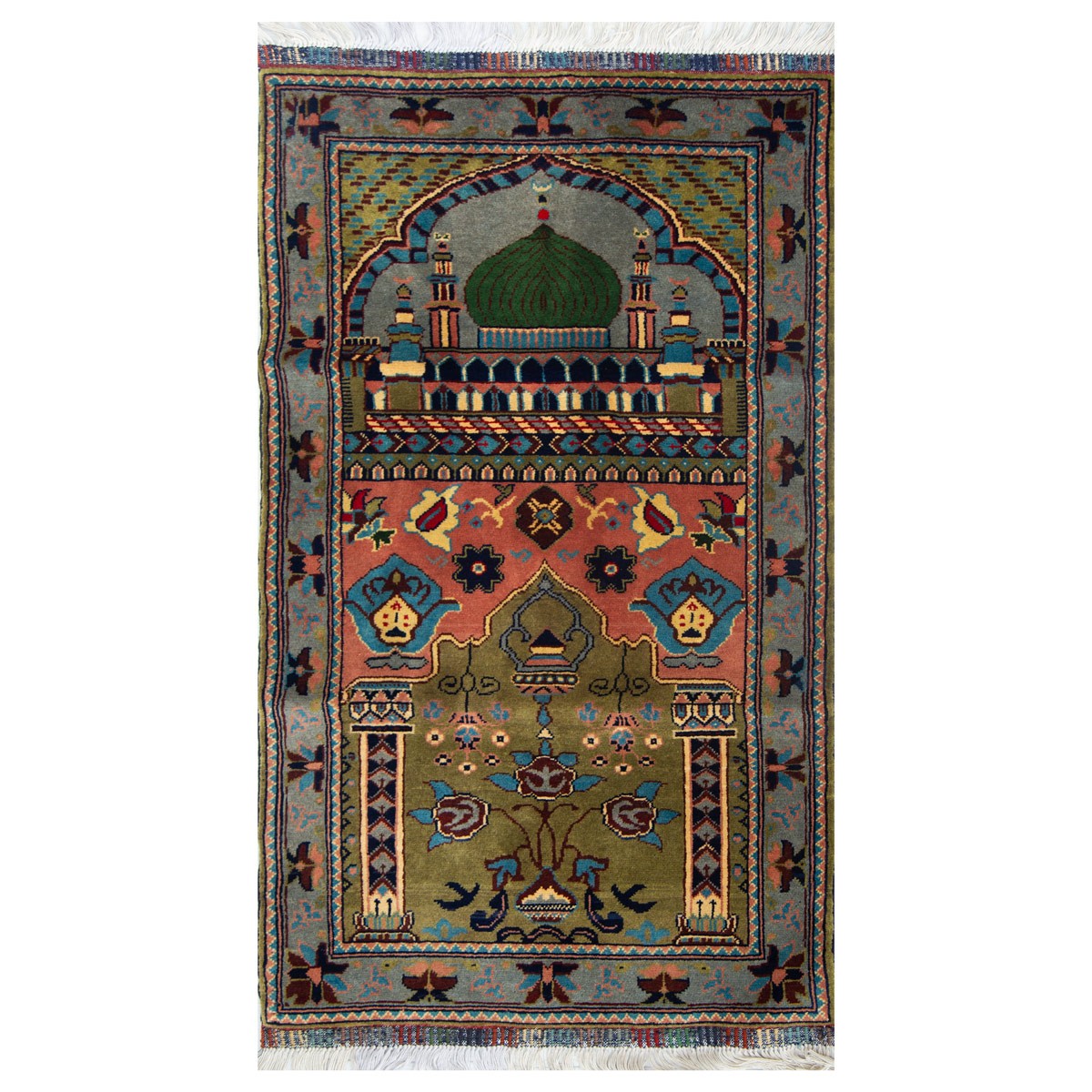 Finely Handwoven Mosque Wool Islamic Prayer Rug | 4' 3" X 2' 4" 1