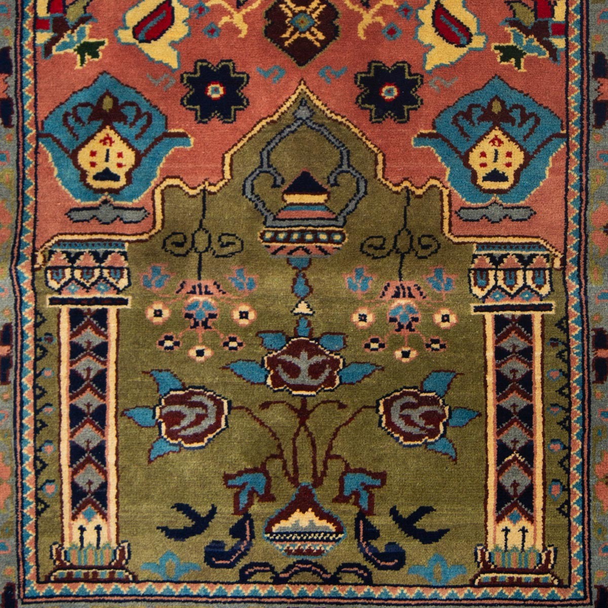 Finely Handwoven Mosque Wool Islamic Prayer Rug | 4' 3" X 2' 4" 3