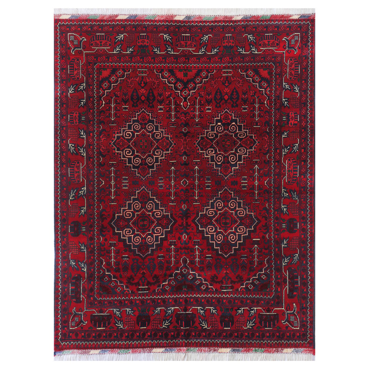 Maroon Zerr Khaki Handwoven Carpet | 6' 4" X 5' 0" 1