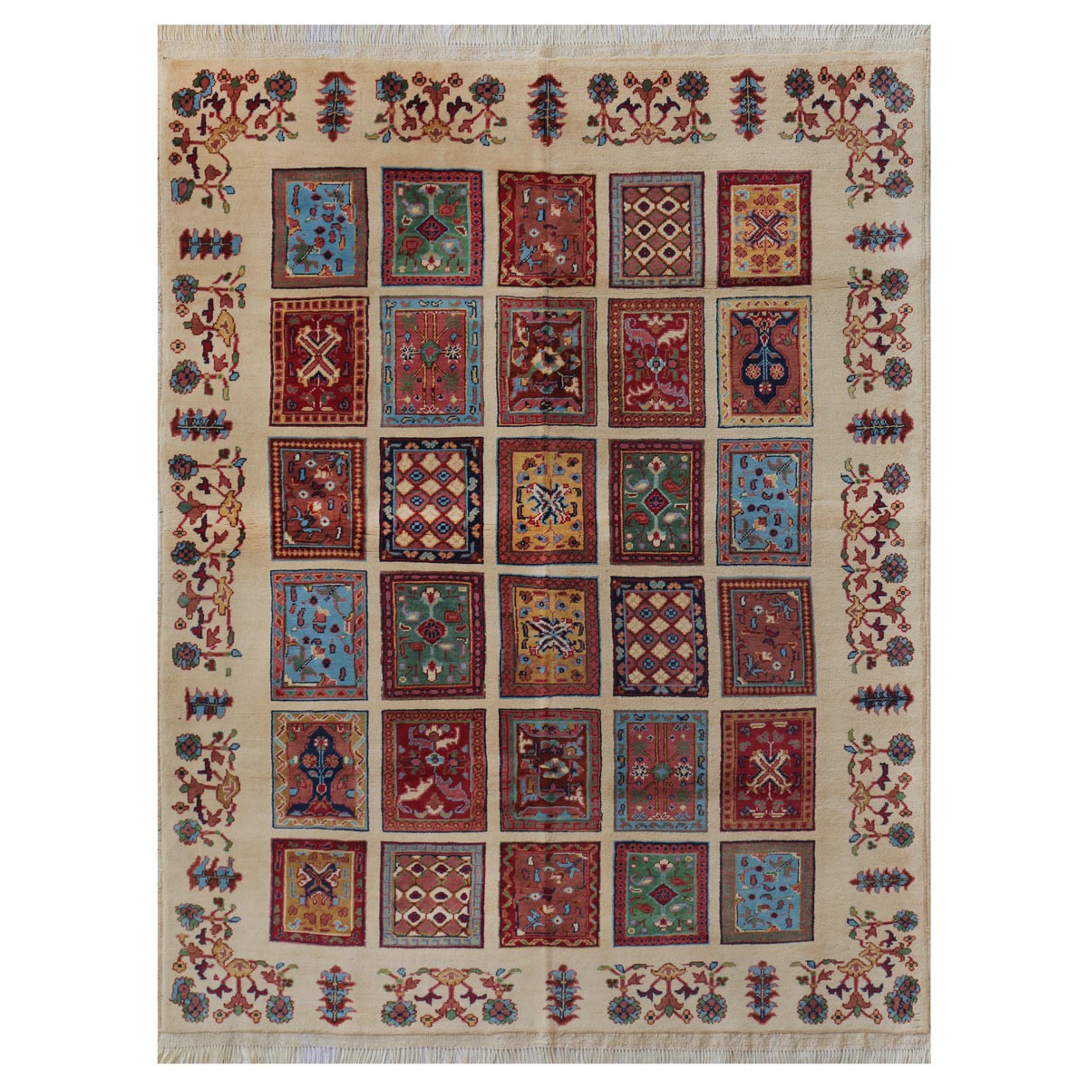 Cream Mirror Naqsha Design Handwoven Carpet | 6' 4" X 4' 1" 1