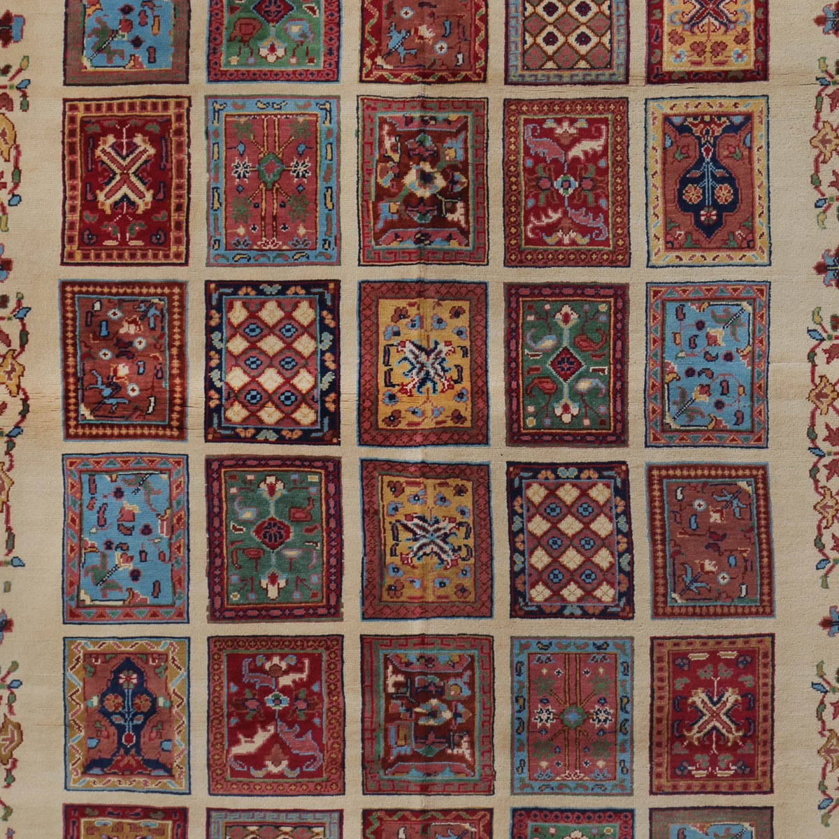 Cream Mirror Naqsha Design Handwoven Carpet | 6' 4" X 4' 1" 2