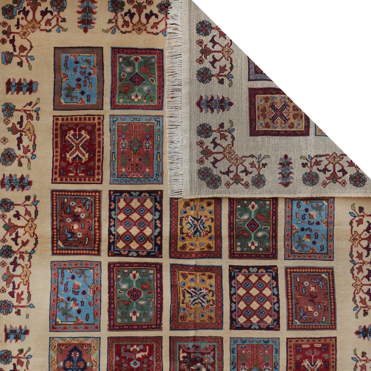 Cream Mirror Naqsha Design Handwoven Carpet | 6' 4" X 4' 1" 3
