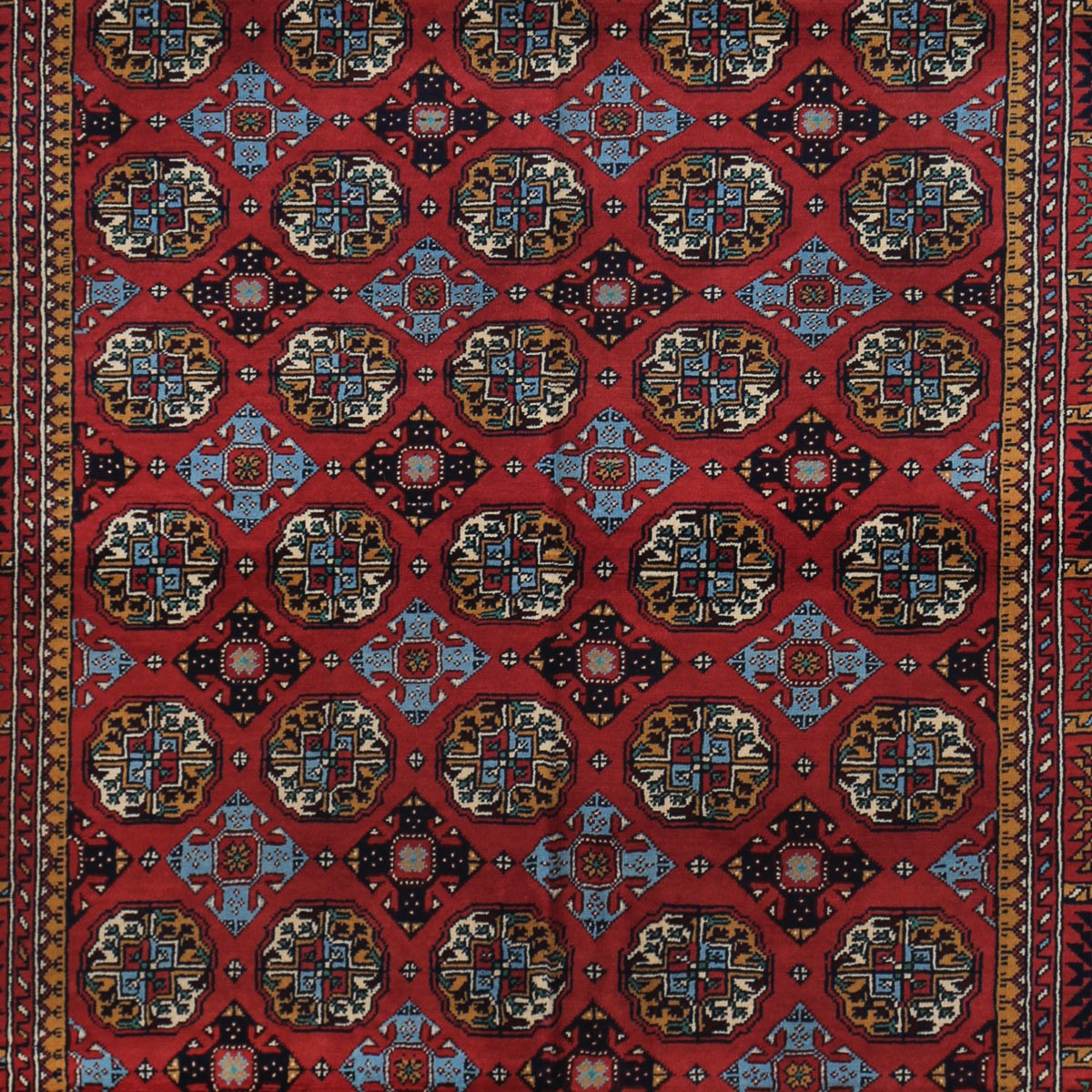 Red Ahal Gul Design Handwoven Carpet | 6' 10" X 4' 10" 2