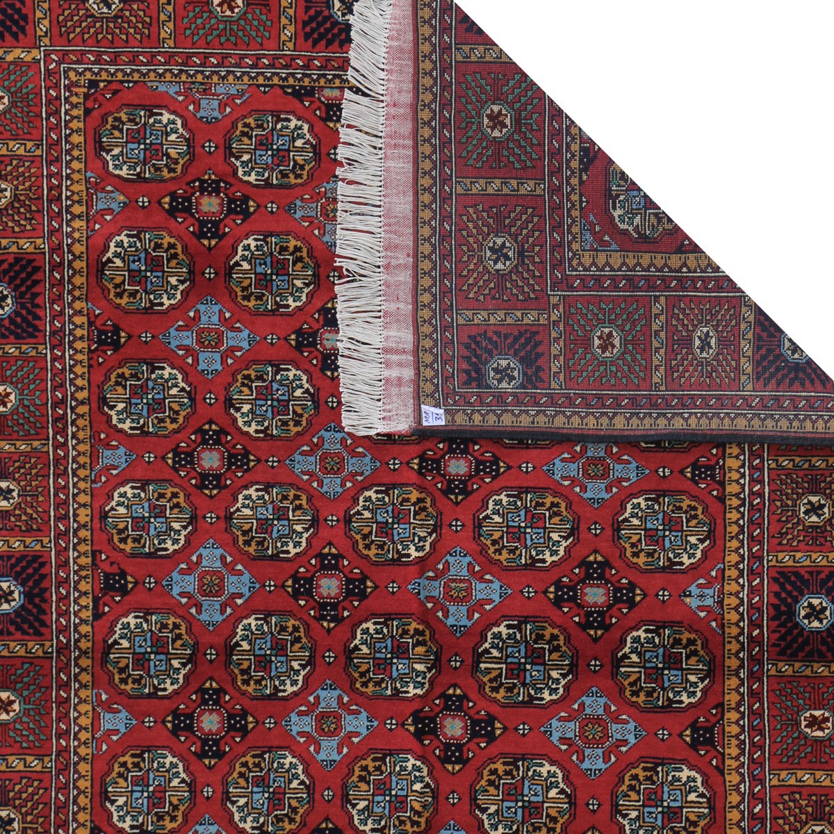 Red Ahal Gul Design Handwoven Carpet | 6' 10" X 4' 10" 3