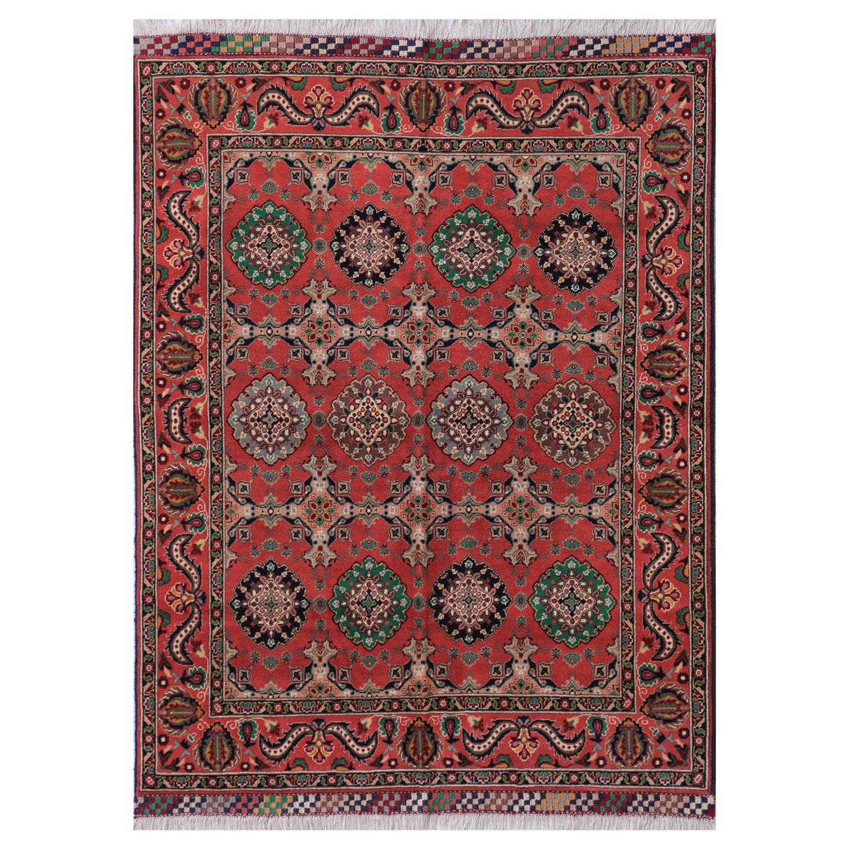 Red Abrisham Design Handwoven Carpet |6' 7" X 5' 1" 1