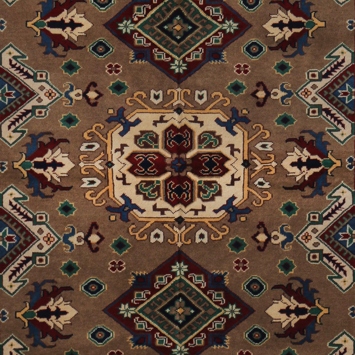 Brown Qazaq Design Handwoven Carpet | 6' 7" X 5' 1" 2