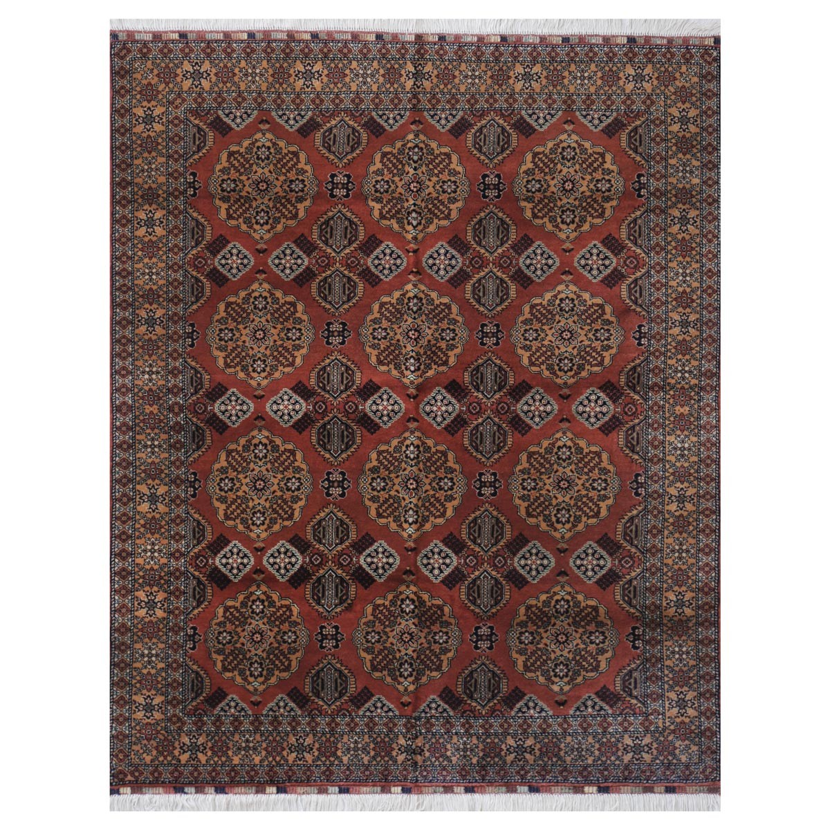 Red Patnosi Design Handwoven Carpet | 6' 4" X 5' 2" 1