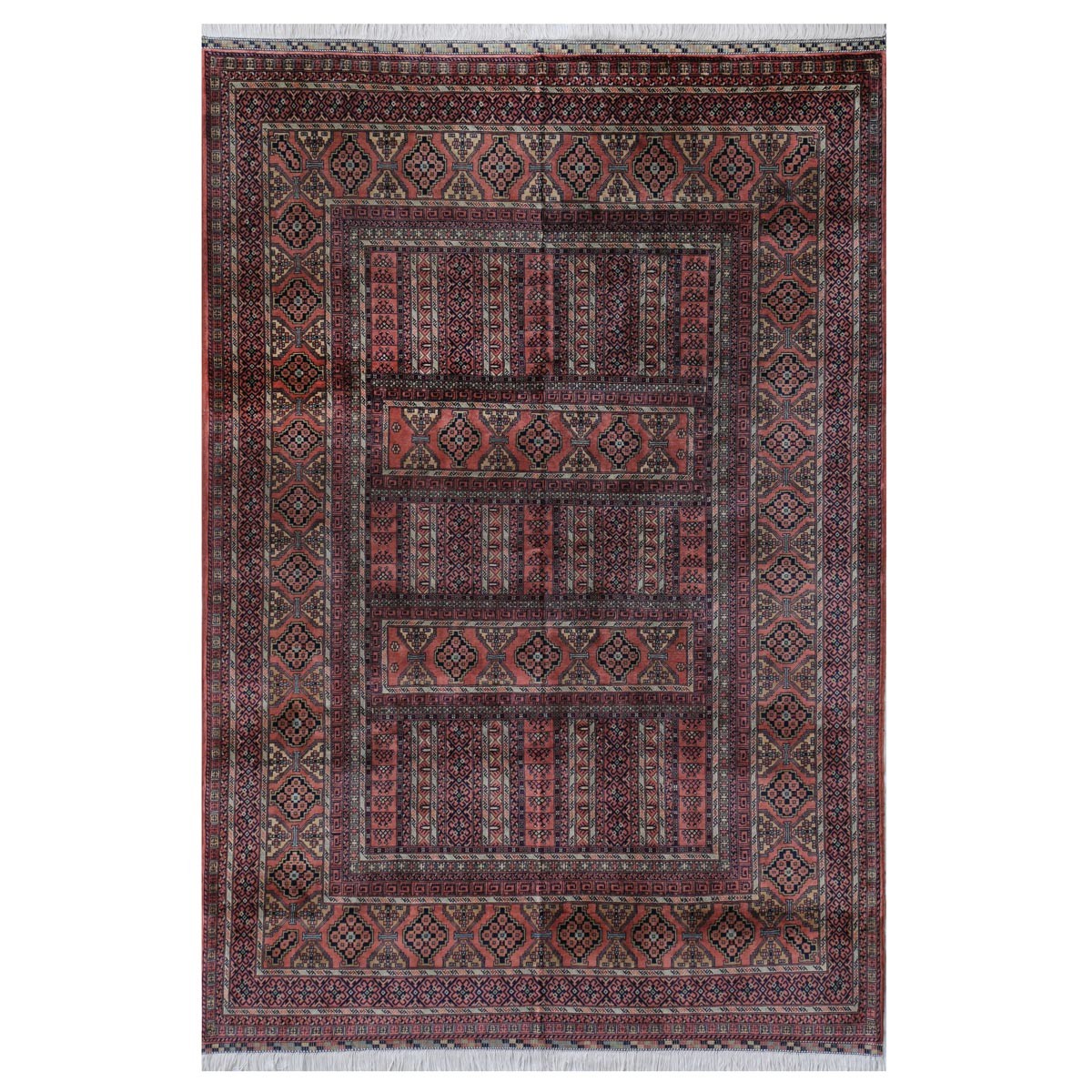 Maroon Parda Design Handwoven Carpet | 6' 7" X 6' 8" 1